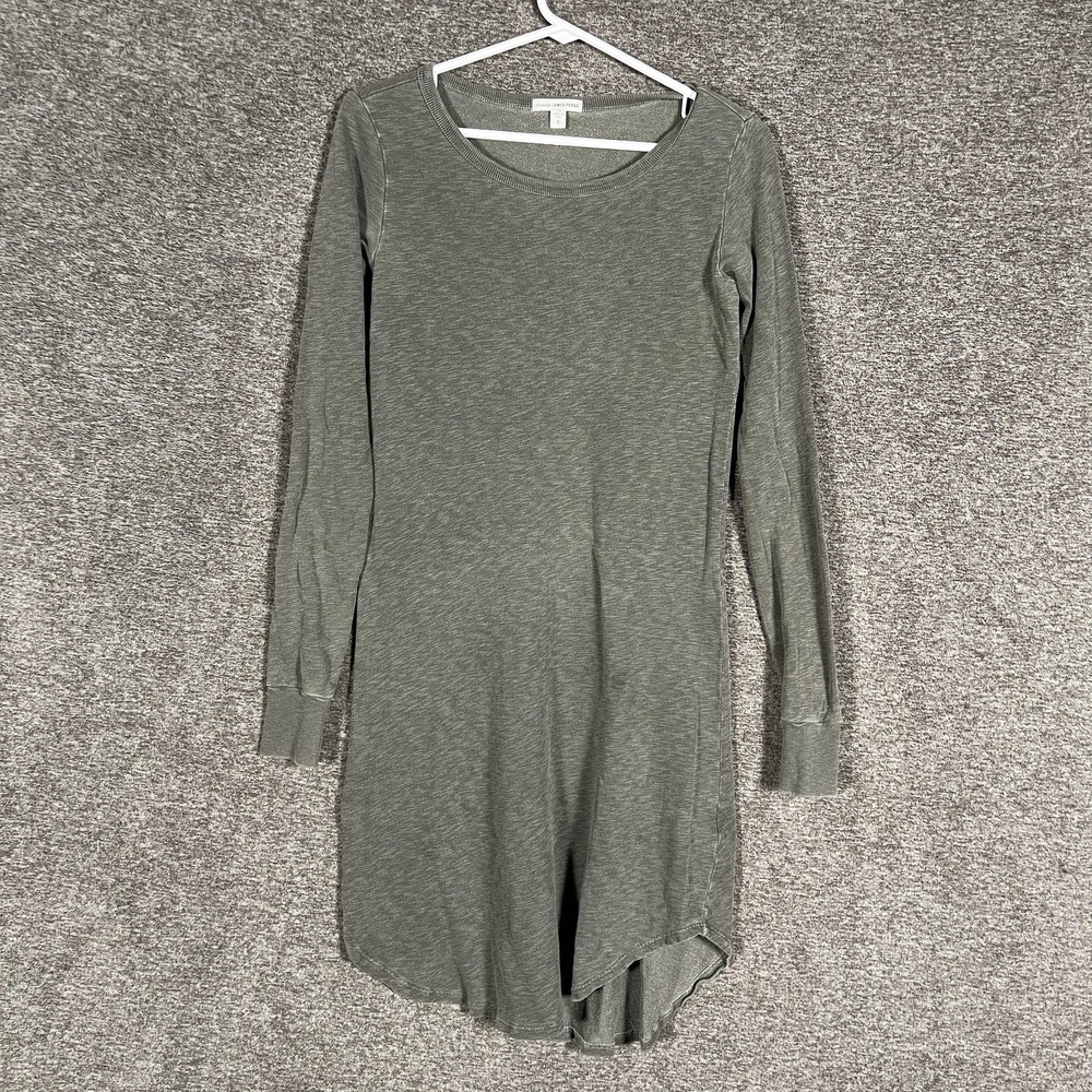 James Perse Vintage Fleece Swing Dress Womens 0 Gray Long Sleeve Cotton Made USA